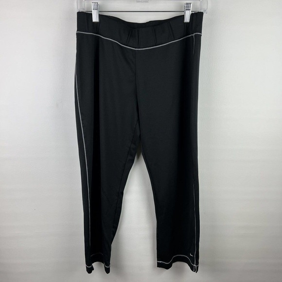 Nike Cropped Leggings Womens Medium Black Knit Capris - Picture 7 of 7